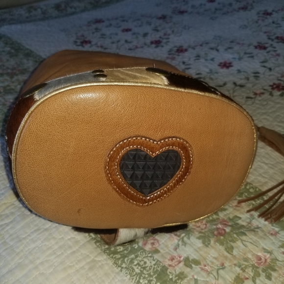 Bridget Shuster Genuine Leather Studded Fringed Multicolor Backpack - Picture 11 of 12